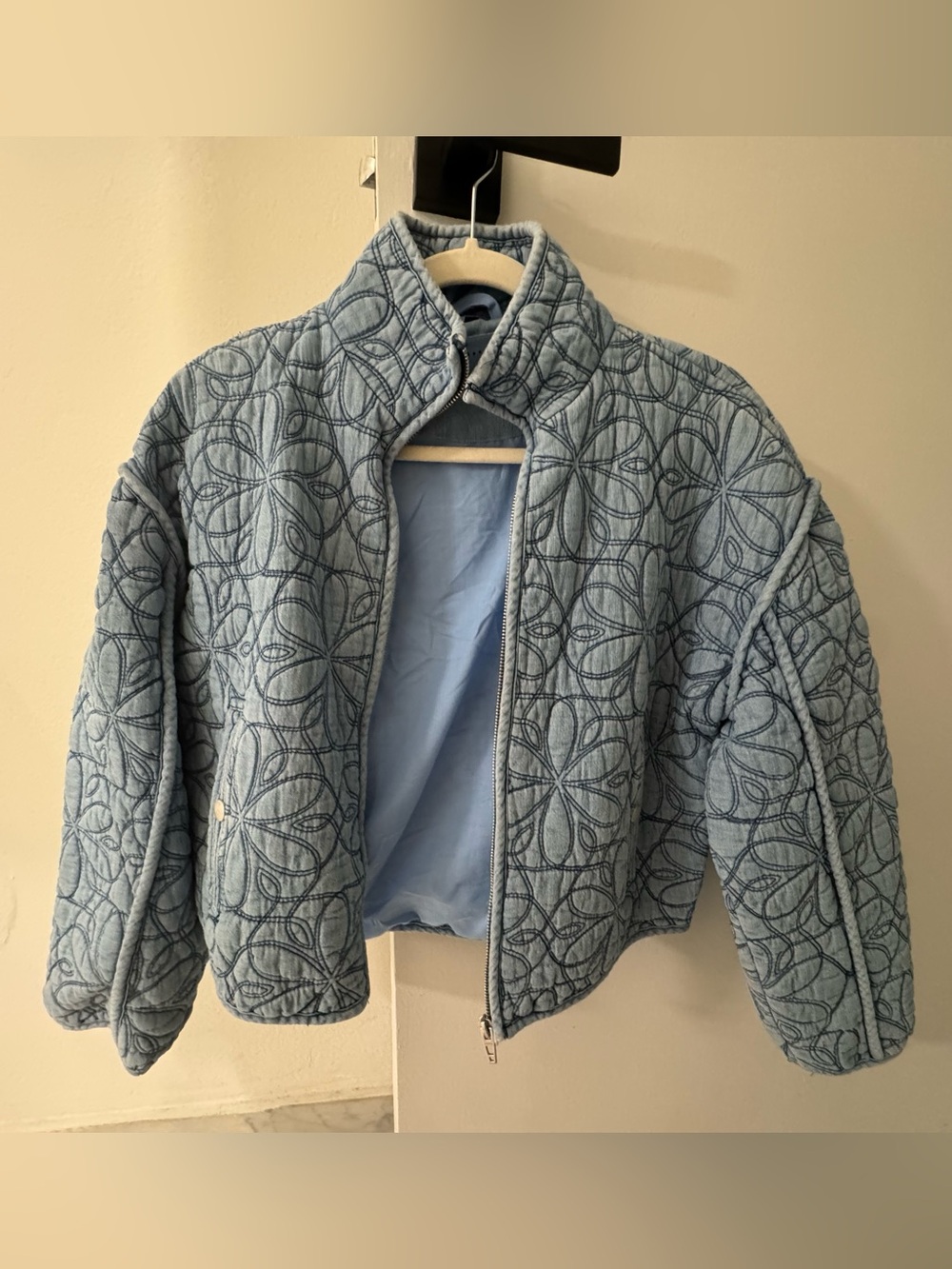 Blank NYC Light Blue Quilted Puffer Jacket